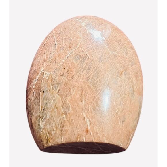 Peach Moonstone Free Form Approx 1245 ctw 4” T x 3 1/2” W - Picture 4 of 8